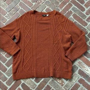 BDG Orange Cable knit Oversized Crew Neck Sweater